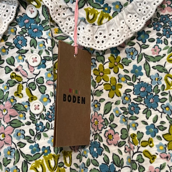 Mini Boden Ditsy Floral Long Sleeve Top Multi Color Size 10-11Y Lace Pan Collar - Picture 5 of 7